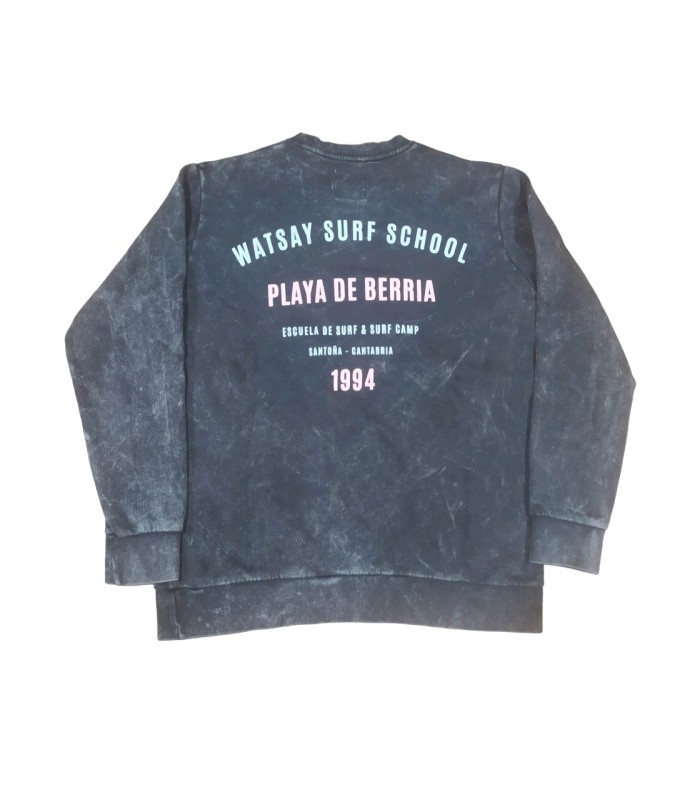 Sudadera - Watsay cuello redondo flock playa de Berria lavado Black