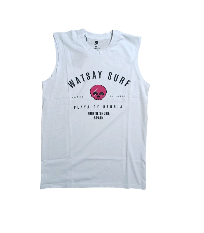 Camiseta Watsay sin mangas calavera blanca